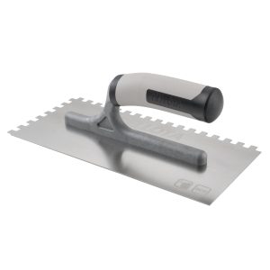 Square notched trowel made of stainless steel with bi-material open handle 12mm / 587412BIMINOX